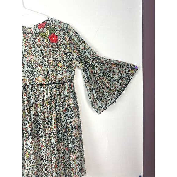 Bhanuni by Jyoti Anthropology Cute Printed Dress W/Embroidered Flower Size 2 - Picture 4 of 11